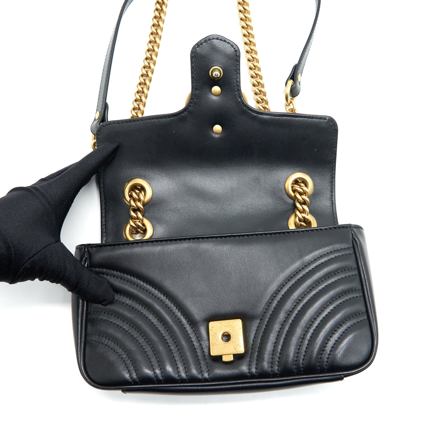 Gucci GG Marmont Mini Matelasse Shoulder Bag Black GHW