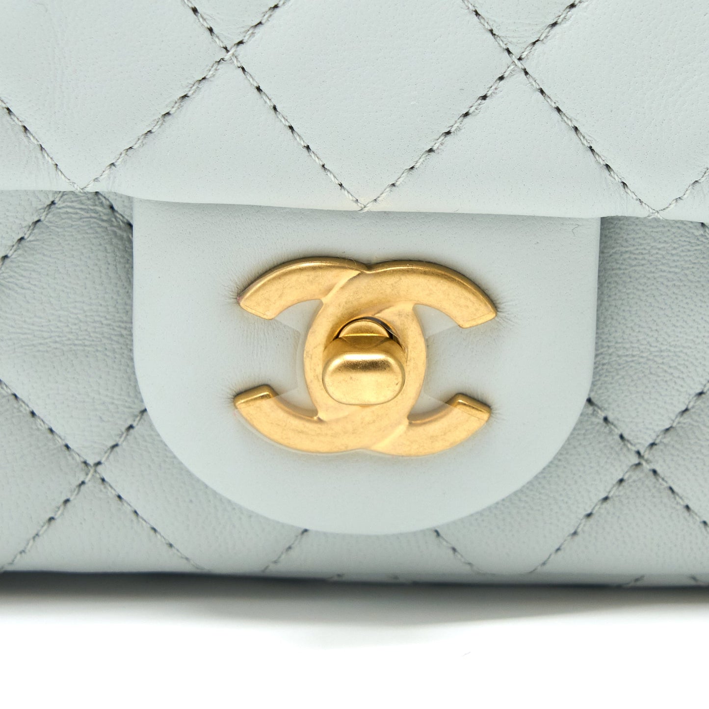 Chanel 23C Pearl Crush Mini Rectangular Lambskin Light Grey Brushed GHW (Microchip)