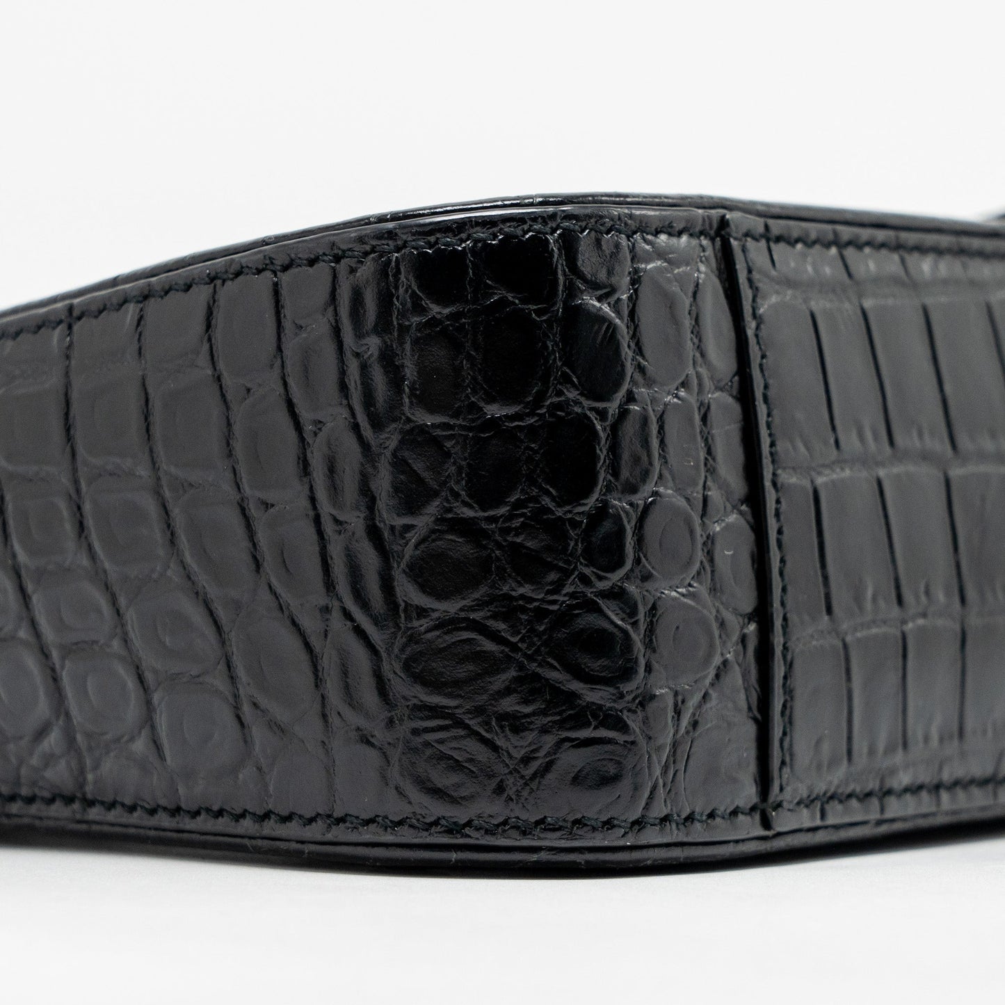 Saint Laurent/YSL Hobo Shoulder Bag Croc Embossed Calfskin Black GHW
