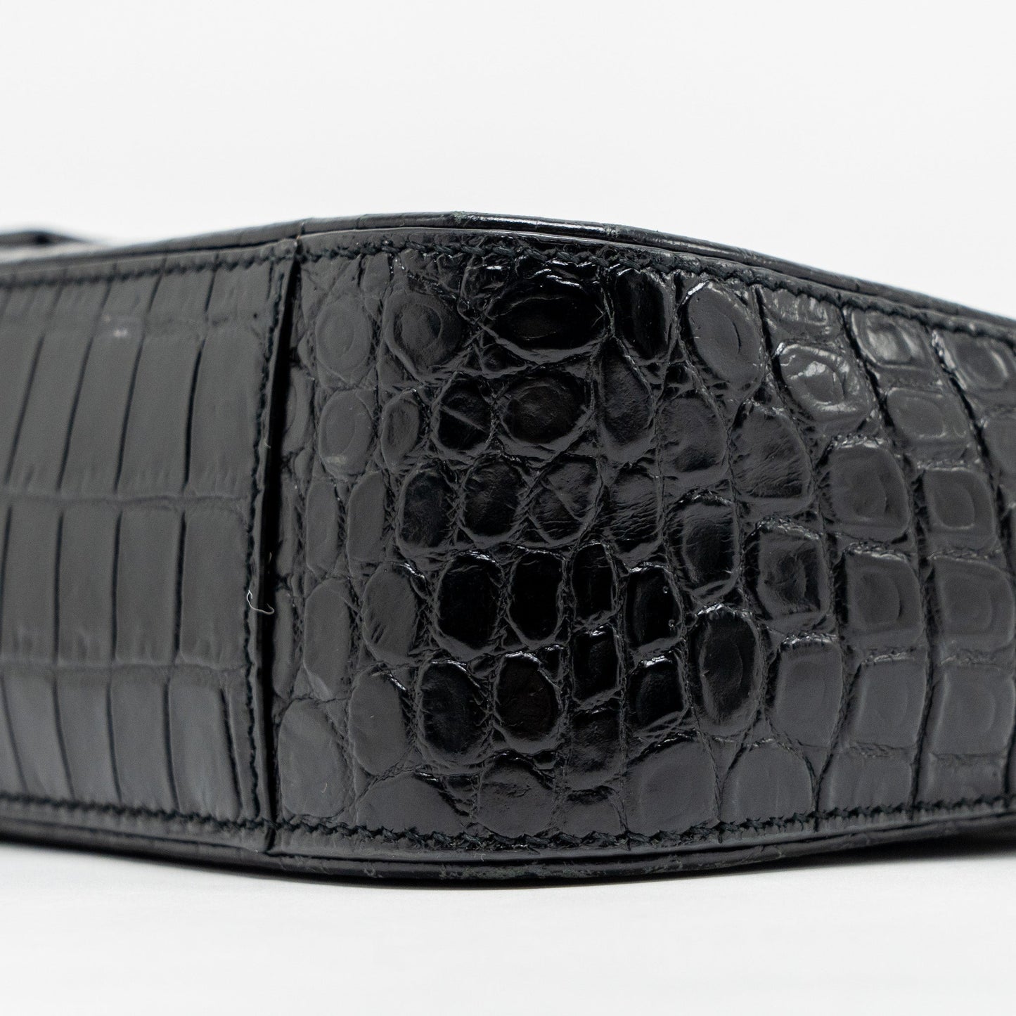Saint Laurent/YSL Hobo Shoulder Bag Croc Embossed Calfskin Black GHW