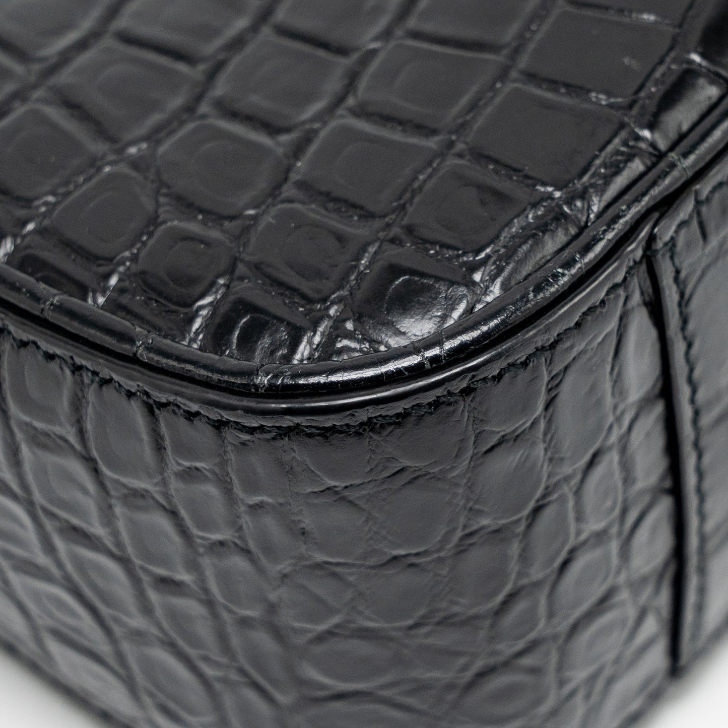 Saint Laurent/YSL Hobo Shoulder Bag Croc Embossed Calfskin Black GHW