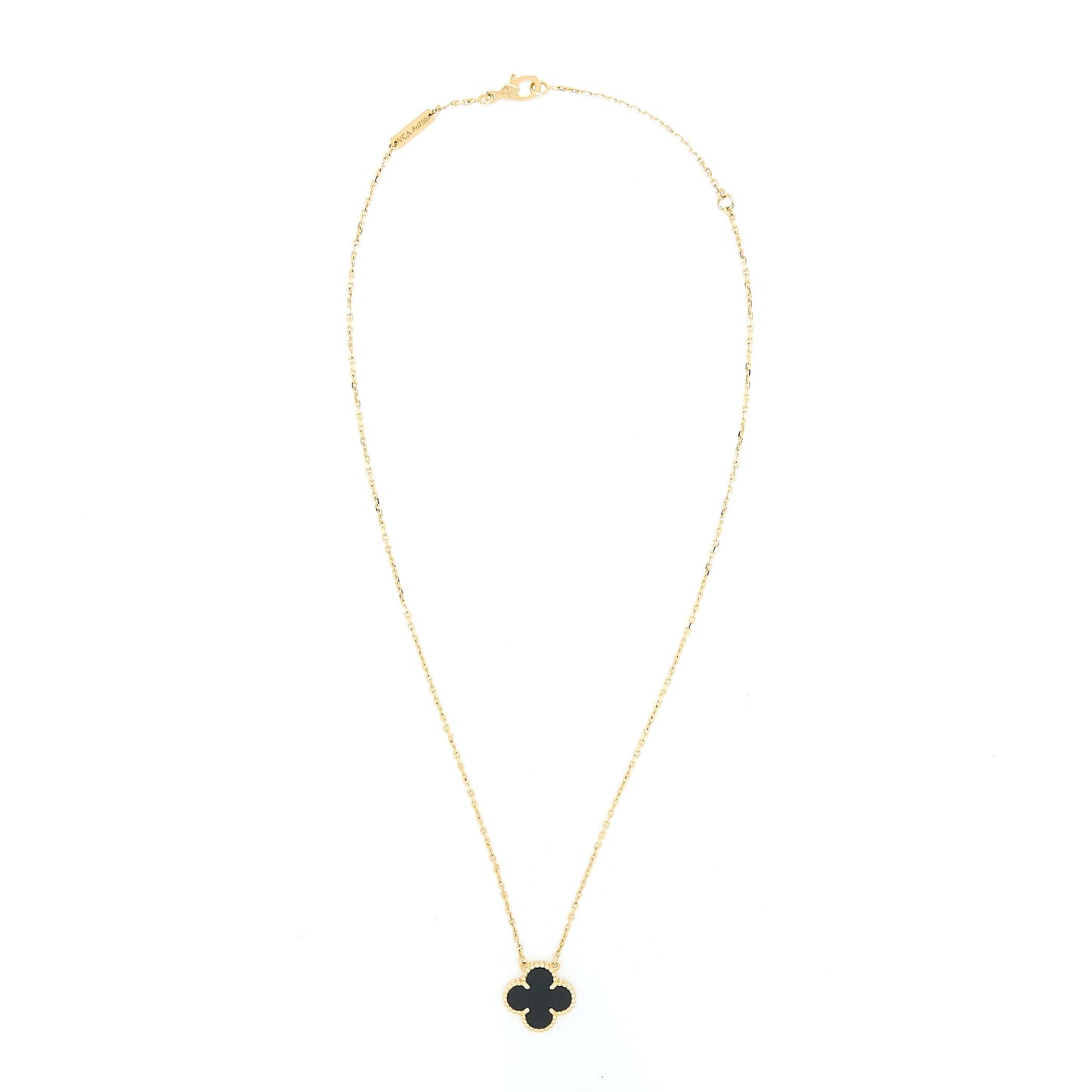Van Cleef&Arpels Vintage Alhambra Pendant Onyx Yellow Gold