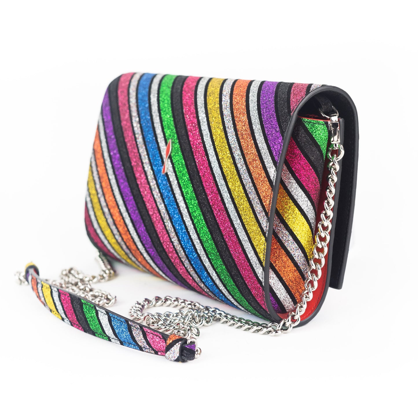 Christian Louboutin Rainbow Glitter Clutch on Chain