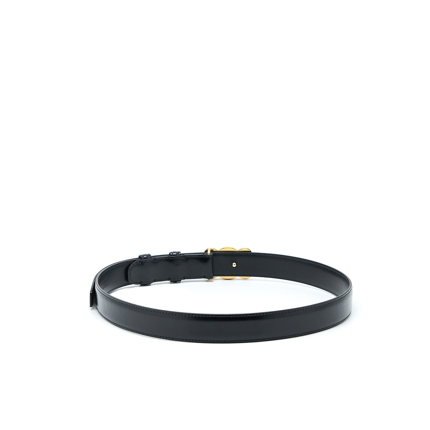 Celine Size 75 Medium Triomphe Belt in Smooth Calfskin Black GHW