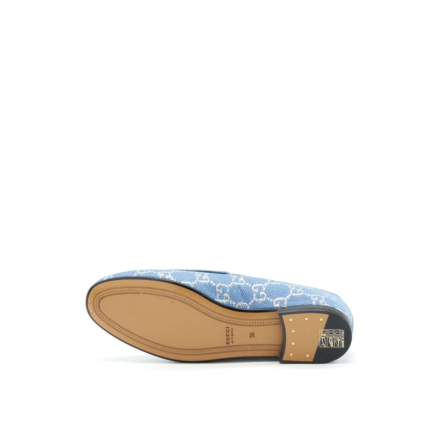 Gucci Size 36 Jordanian GG Canvas Loafer Blue GHW