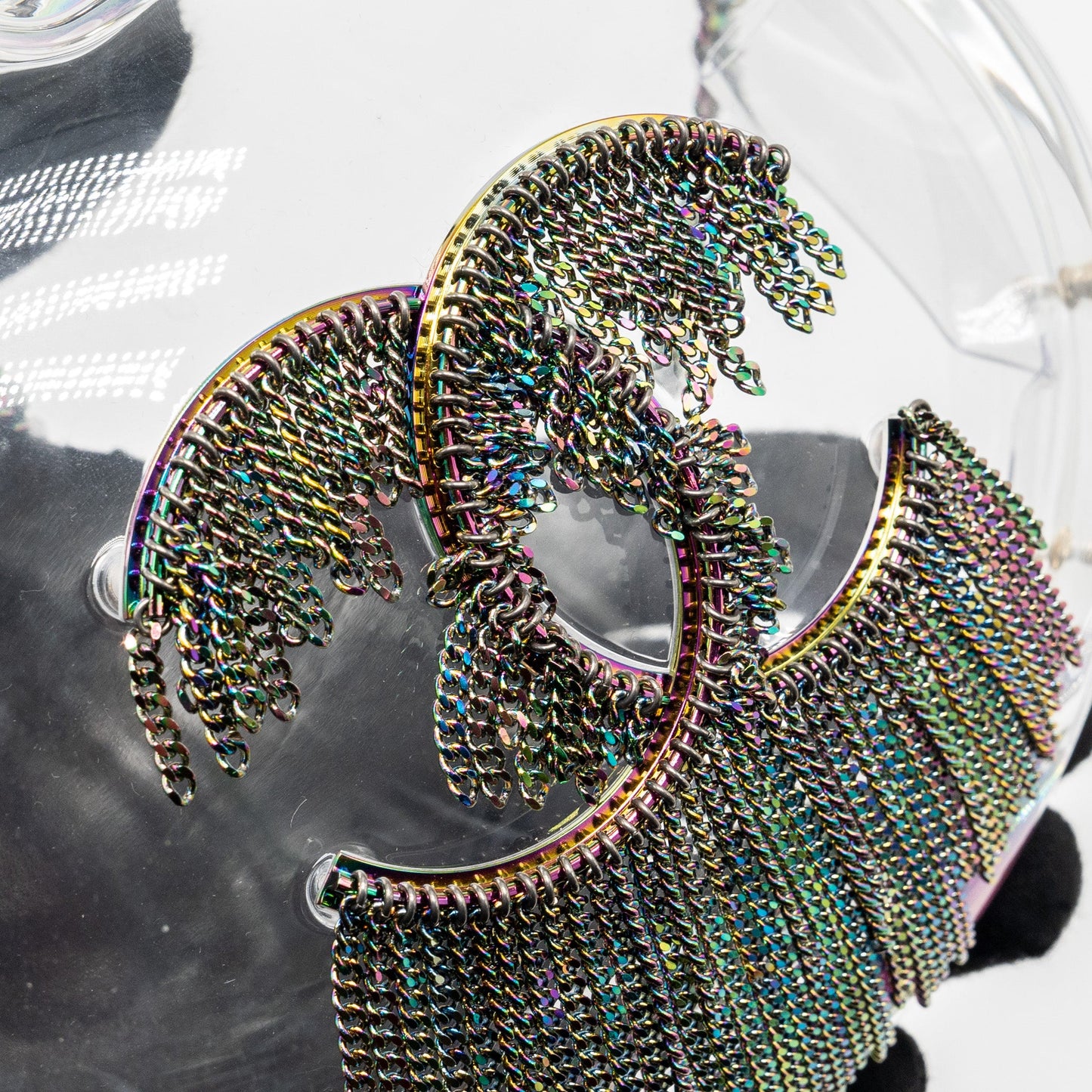 Chanel 18s Evening Bag with Detail Chains Embellished Acrylic Multicolour Hardware