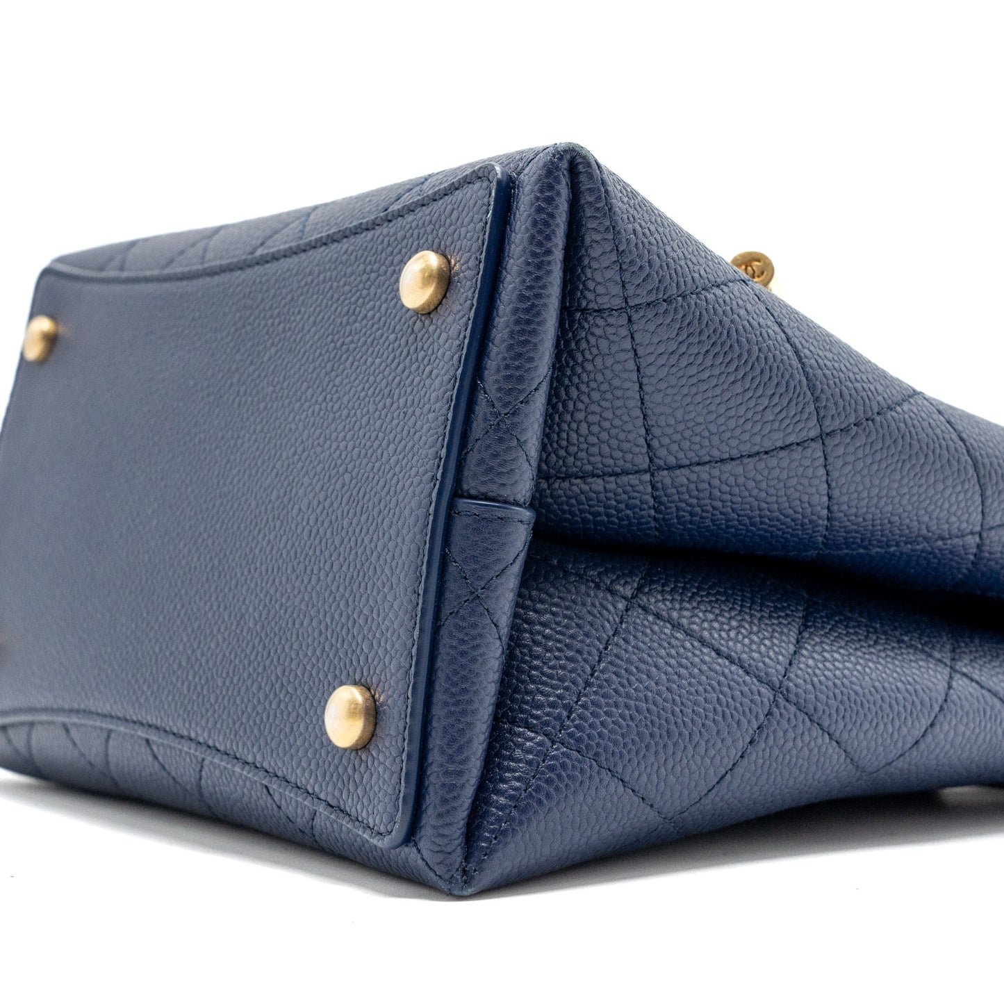 Chanel Top Handle Drawstring Bucket Bag Caviar Navy GHW