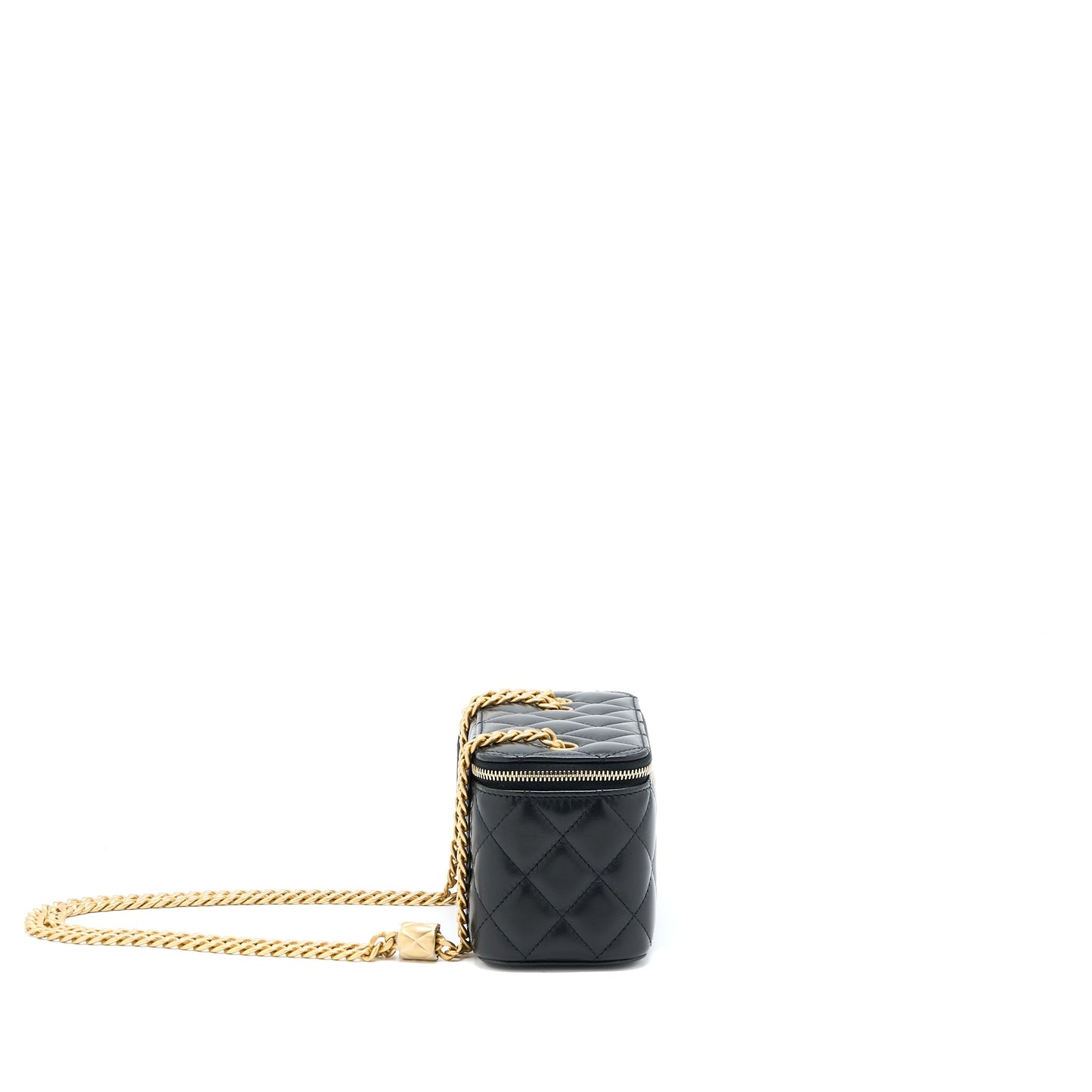 Chanel 22K Gold Pillar Adjustable Chain Long Vanity Lambskin Black GHW (Microchip)