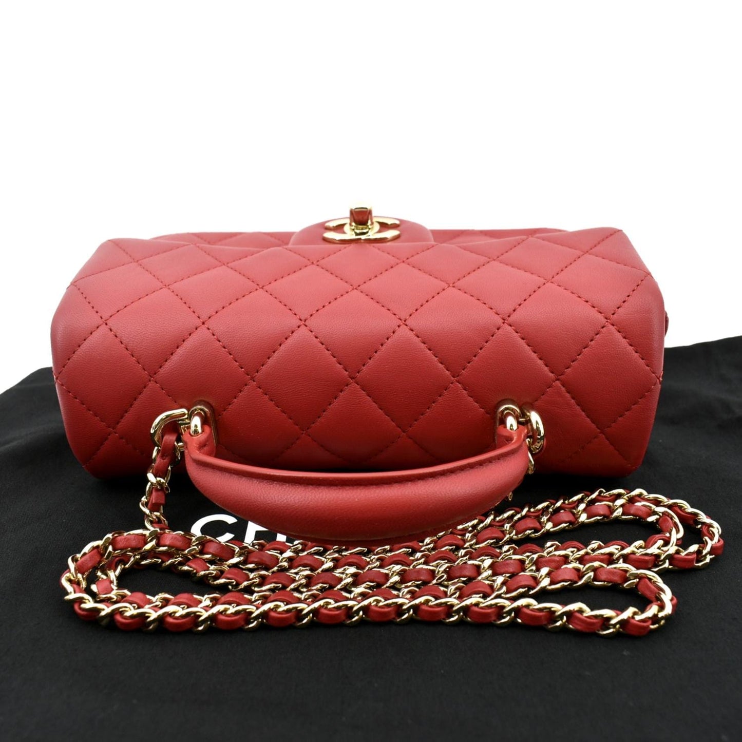 Luxury Chanel Mini Top Handle Rectangular Flap Quilted Leather Crossbody Bag Red