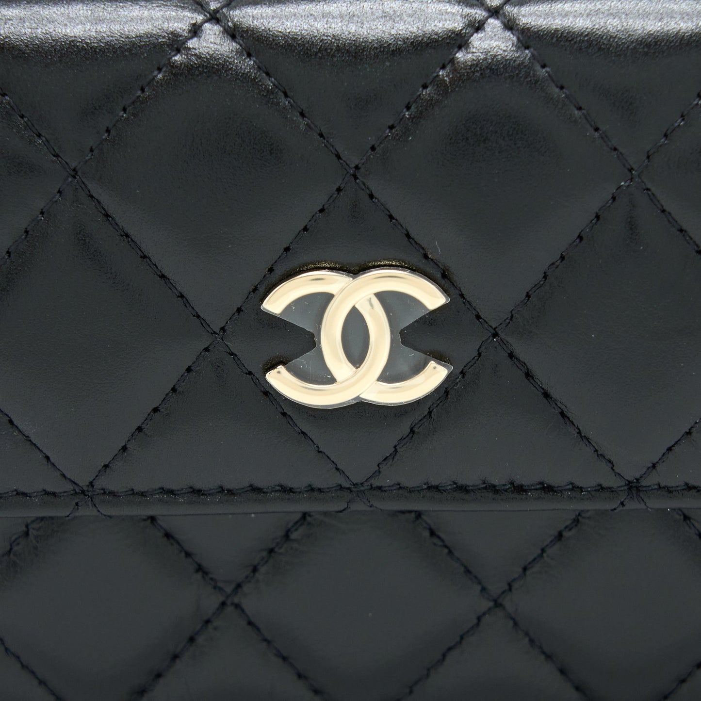 Chanel Mini Flap Bag with Giant Pearl Chain Lambskin Black LGHW