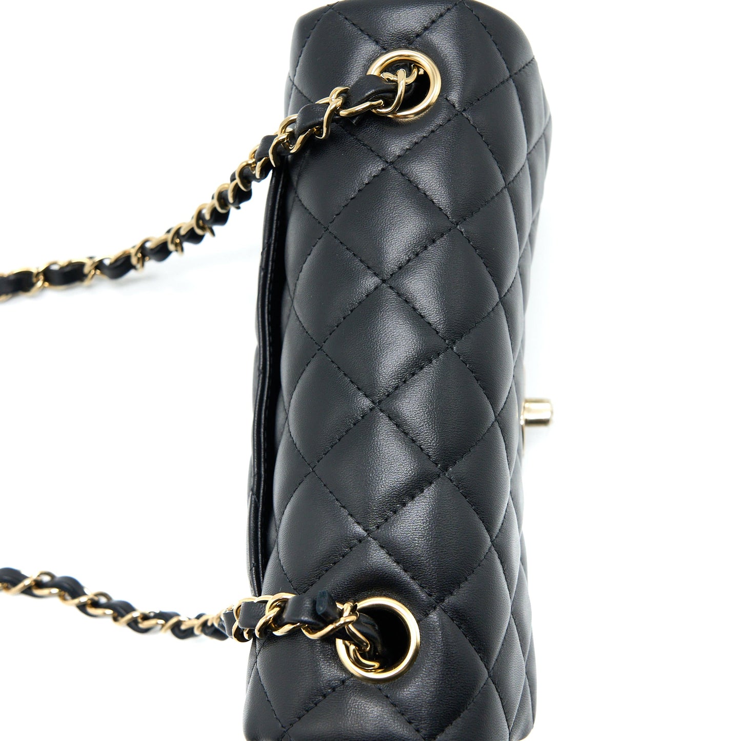 Chanel Classic Mini Rectangular Flap Bag Lambskin Black LGHW (Microchip)