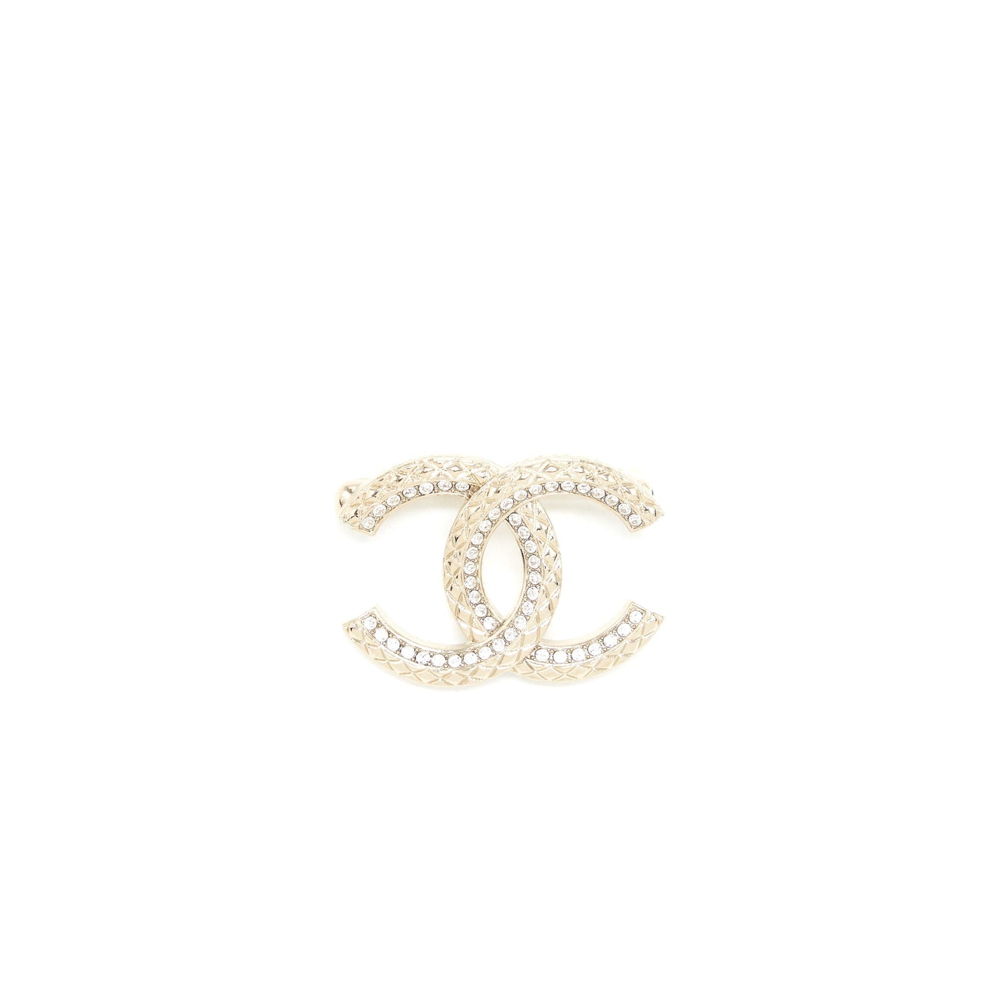 Chanel Small CC Logo Brooch Light Gold Tone