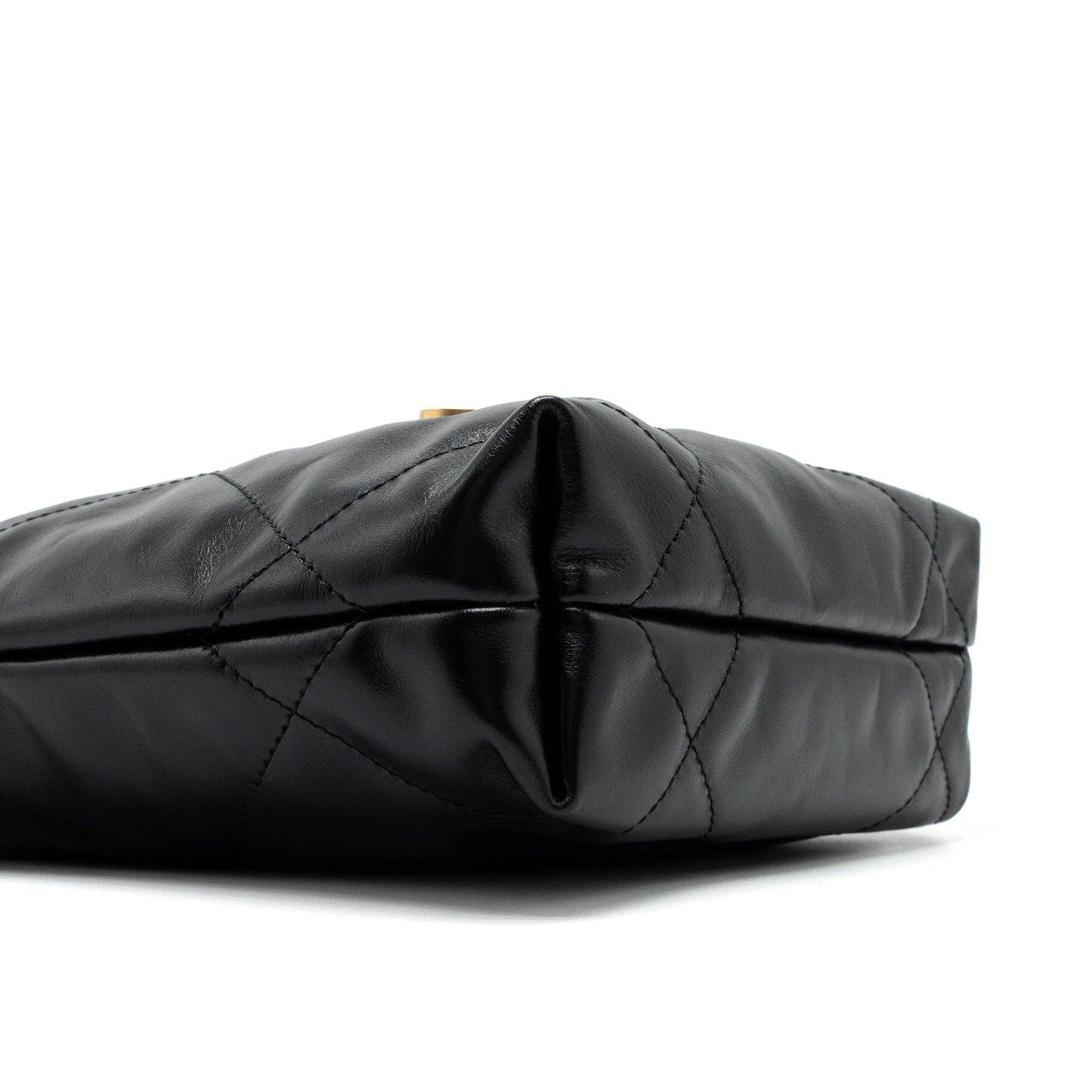 Chanel Mini 22 Bag Shiny Calfskin Black Brushed GHW (Microchip)