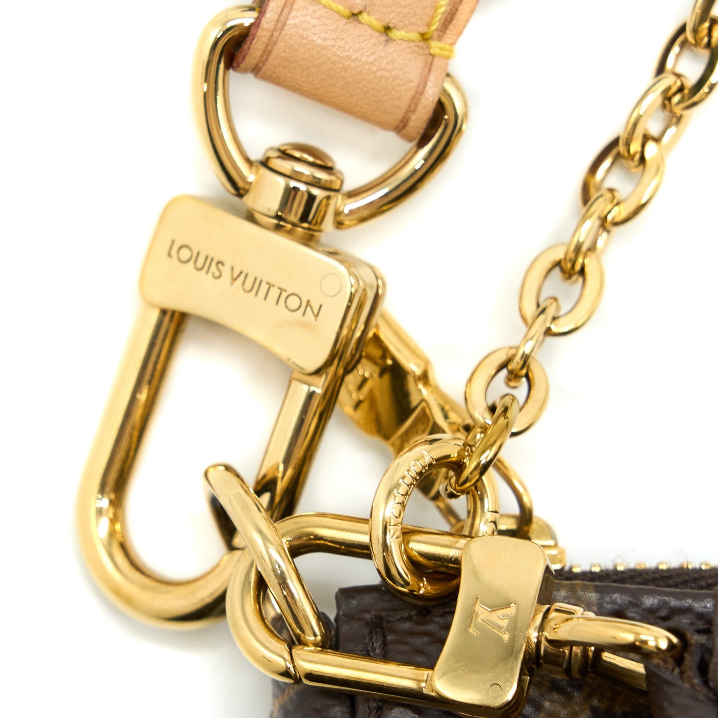 Louis Vuitton Multi Pochette Accessories Monogram Canvas with Khaki Strap GHW