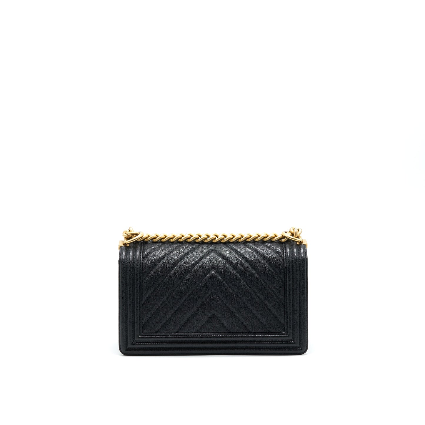Chanel Chevron medium Boy Chanel Handbag Caviar Black GHW