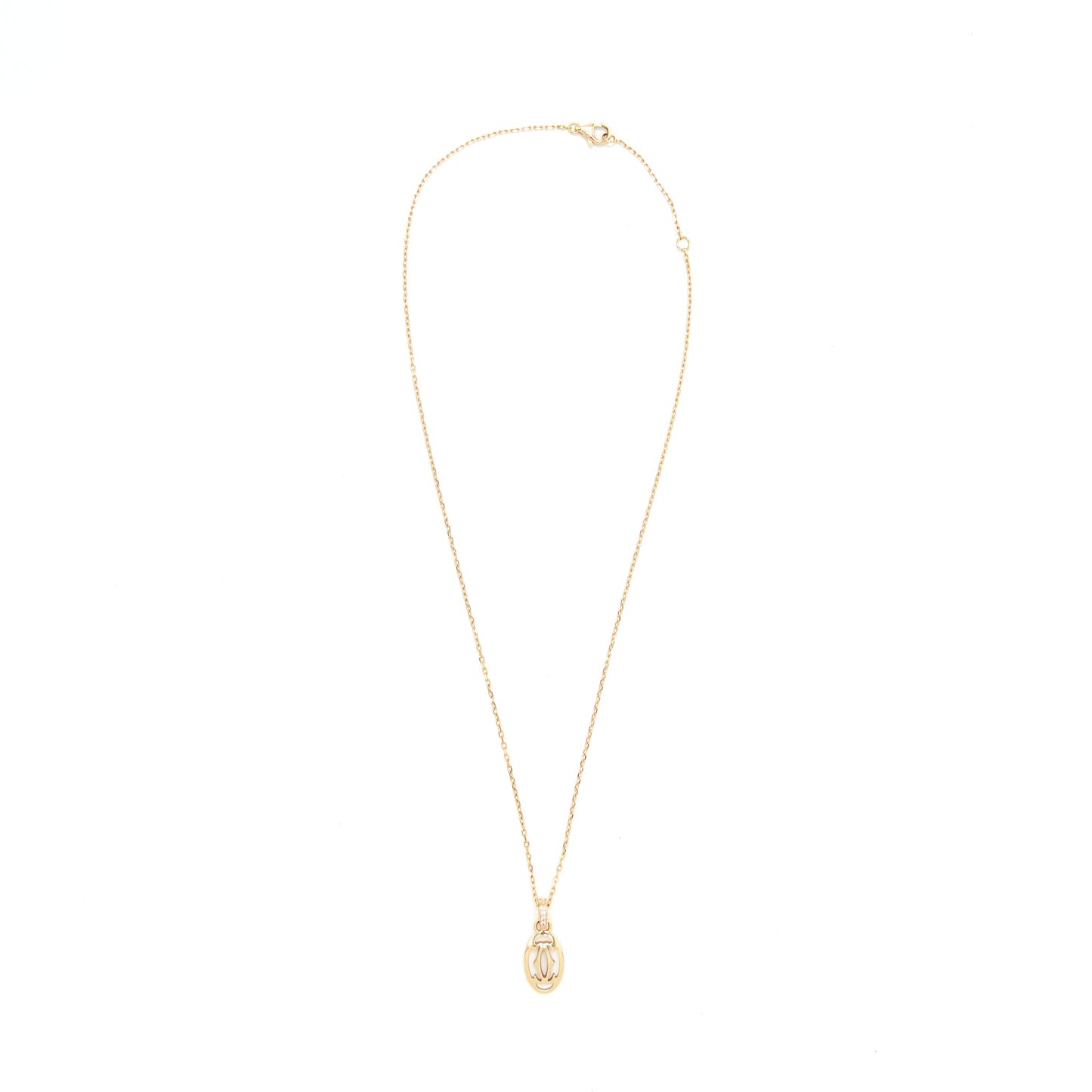 Cartier Logo Necklace Rose Gold with Pink Sapphire
