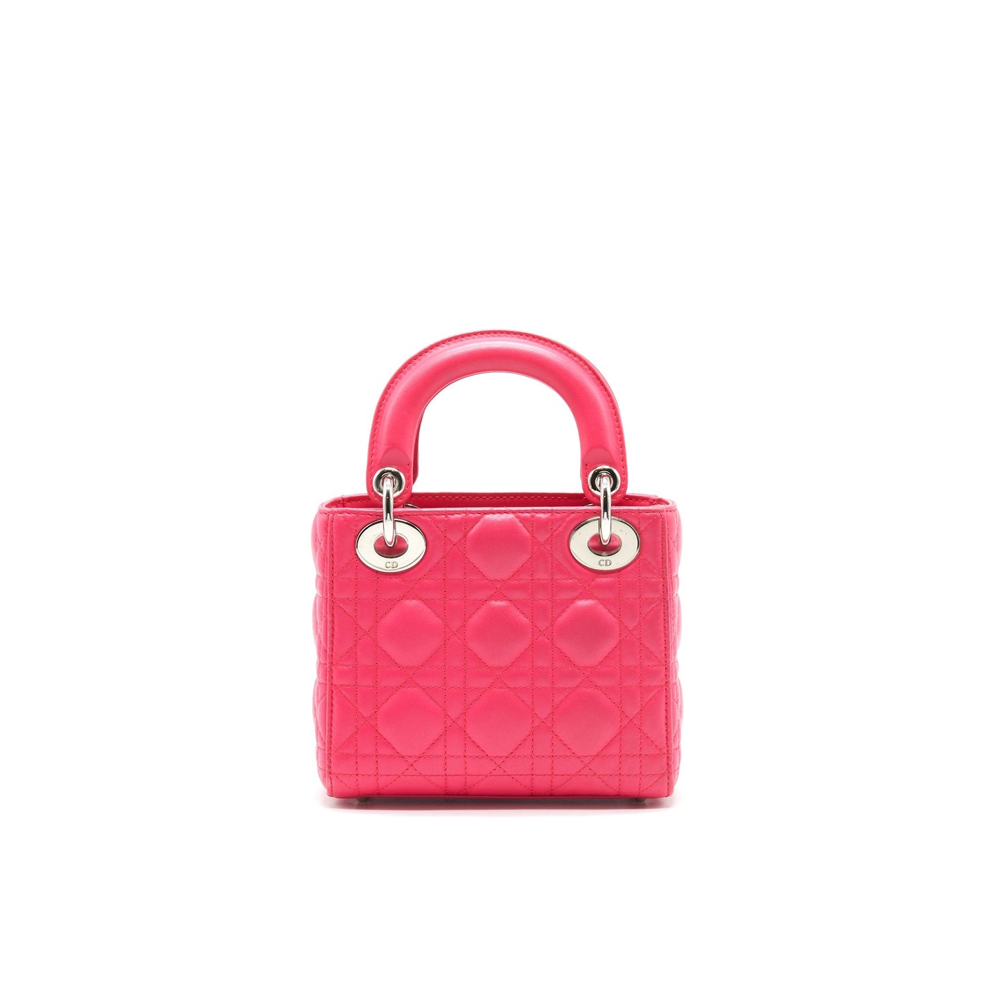 CHRISTIAN Luxury Dior MINI LADY Luxury Dior LAMBSKIN HOT PINK with SHW