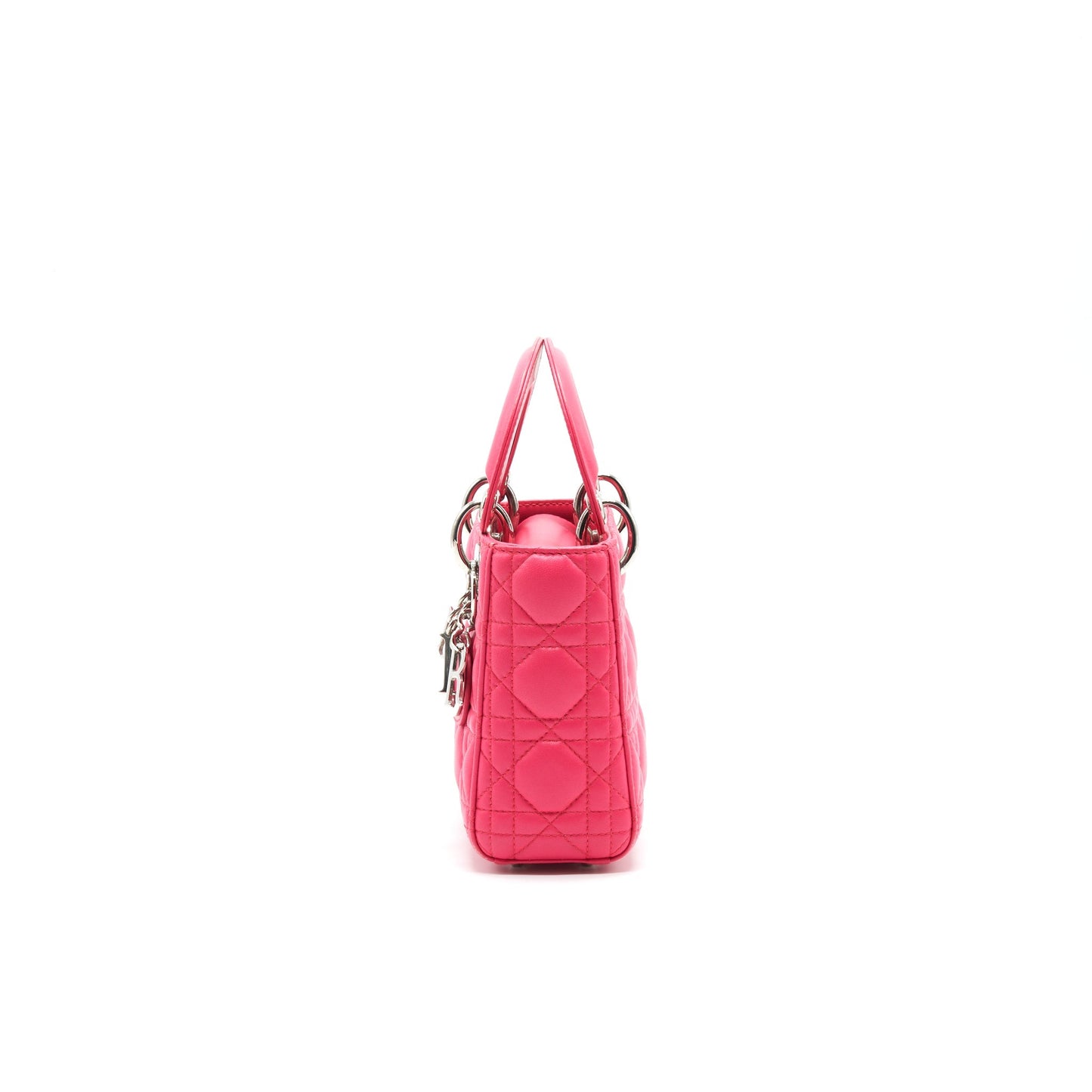 CHRISTIAN Luxury Dior MINI LADY Luxury Dior LAMBSKIN HOT PINK with SHW