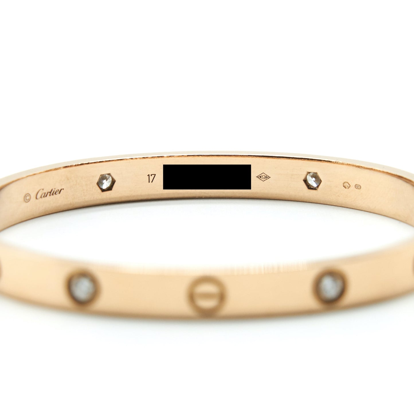 Cartier Size 17 Love Bracelet Rosegold With 4 Diamonds