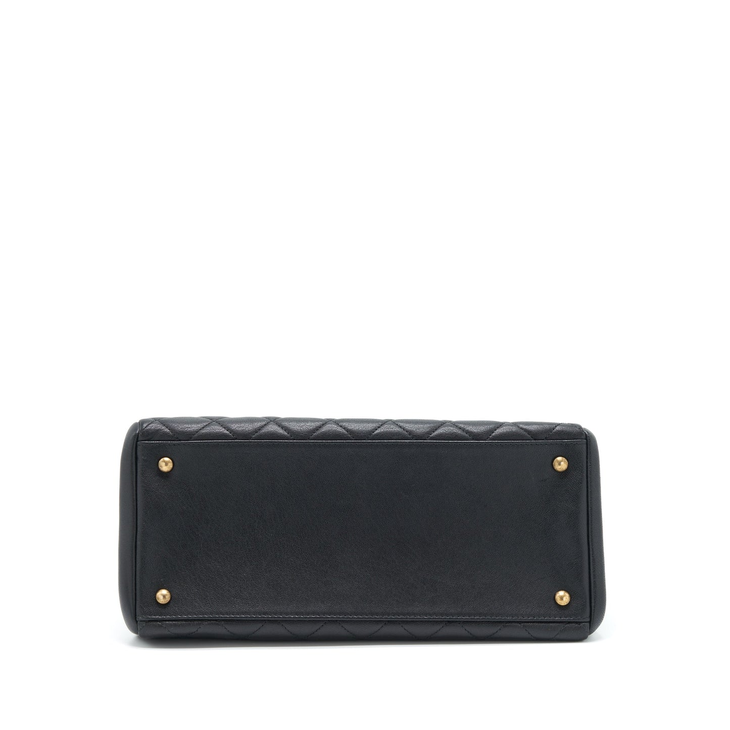 Chanel Large Flap Bag Calfskin Black Ruthenium Gold Hardware