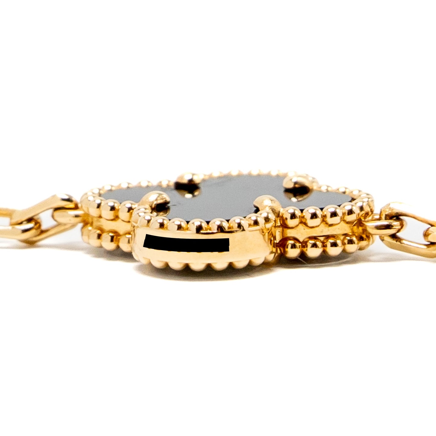 Van Cleef & Arpels Vintage Alhambra Bracelet 5 Motifs 18K Yellow Gold/Onyx