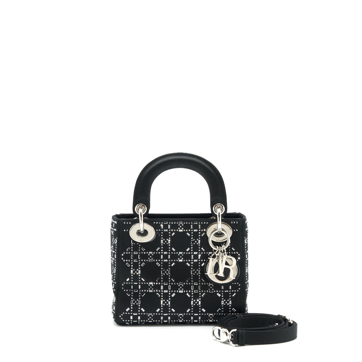 Luxury Dior Mini Lady Luxury Dior Satin Black With Crystal Black SHW