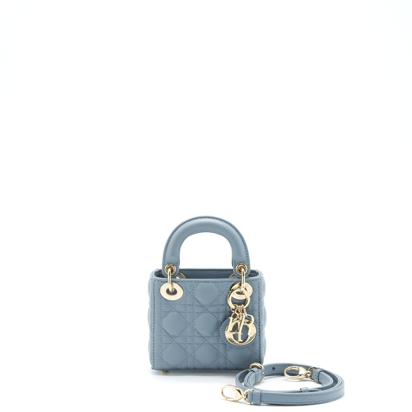 Luxury Dior Micro Lady Luxury Dior Bag Cannage Lambskin Cloud Blue LGHW