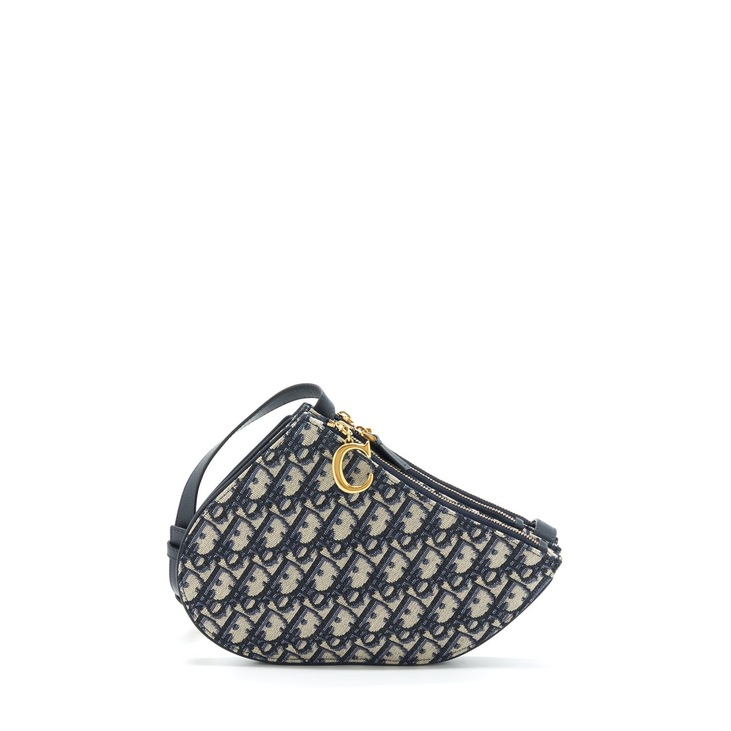 Luxury Dior Saddle Pouch Blue Oblique Canvas GHW