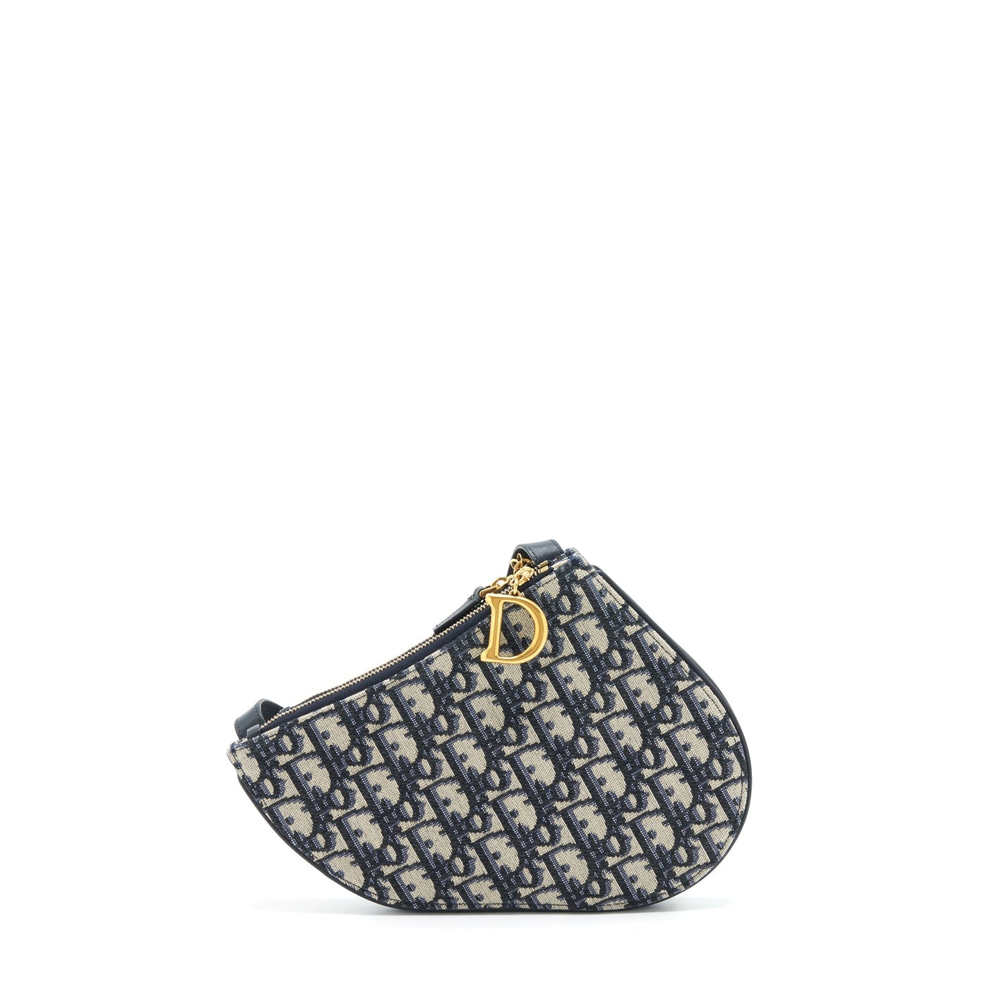 Luxury Dior Saddle Pouch Blue Oblique Canvas GHW