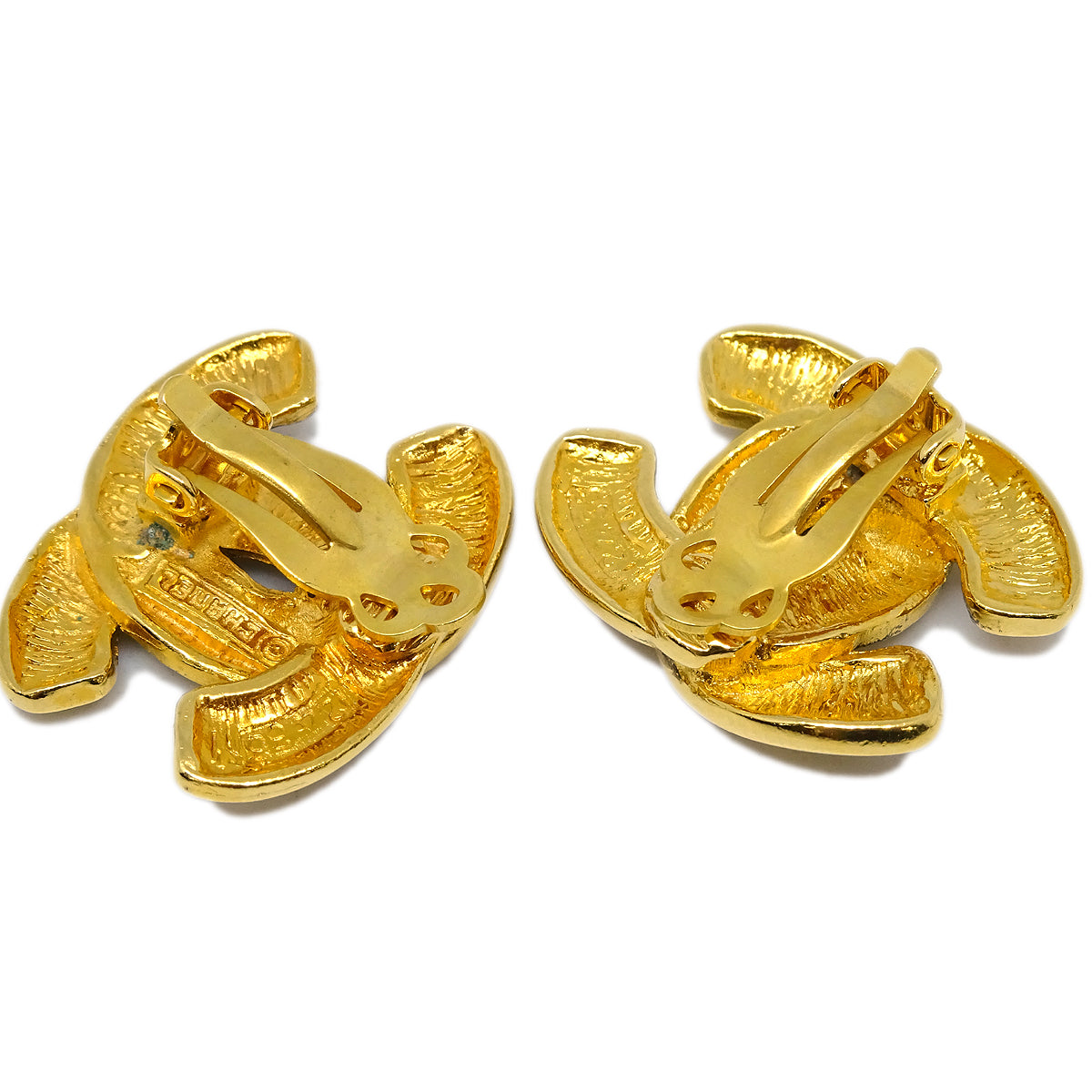 Luxury Chanel CC Earrings Clip-On Gold 2433