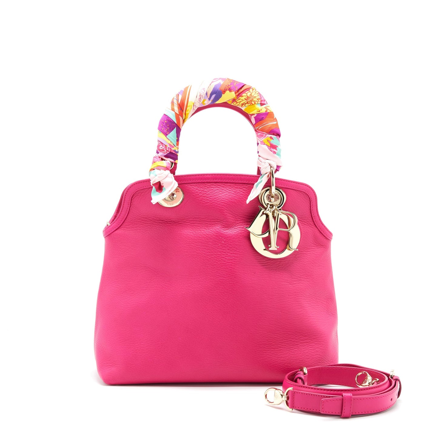 Christian Luxury Dior Granville Bag in Hot pink Leather GHW