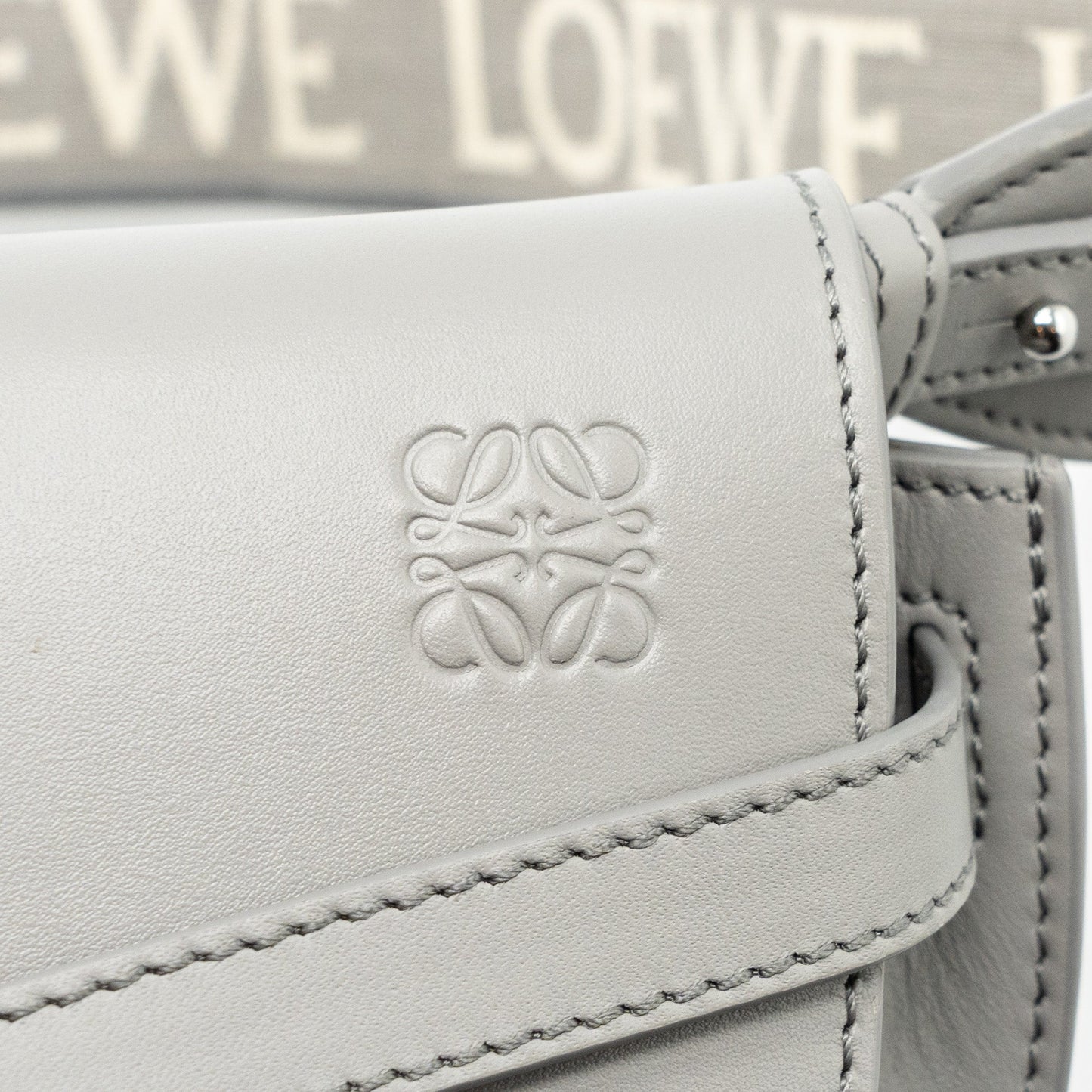 Loewe Mini Gate Dual Bag Calfskin Pearl Grey SHW