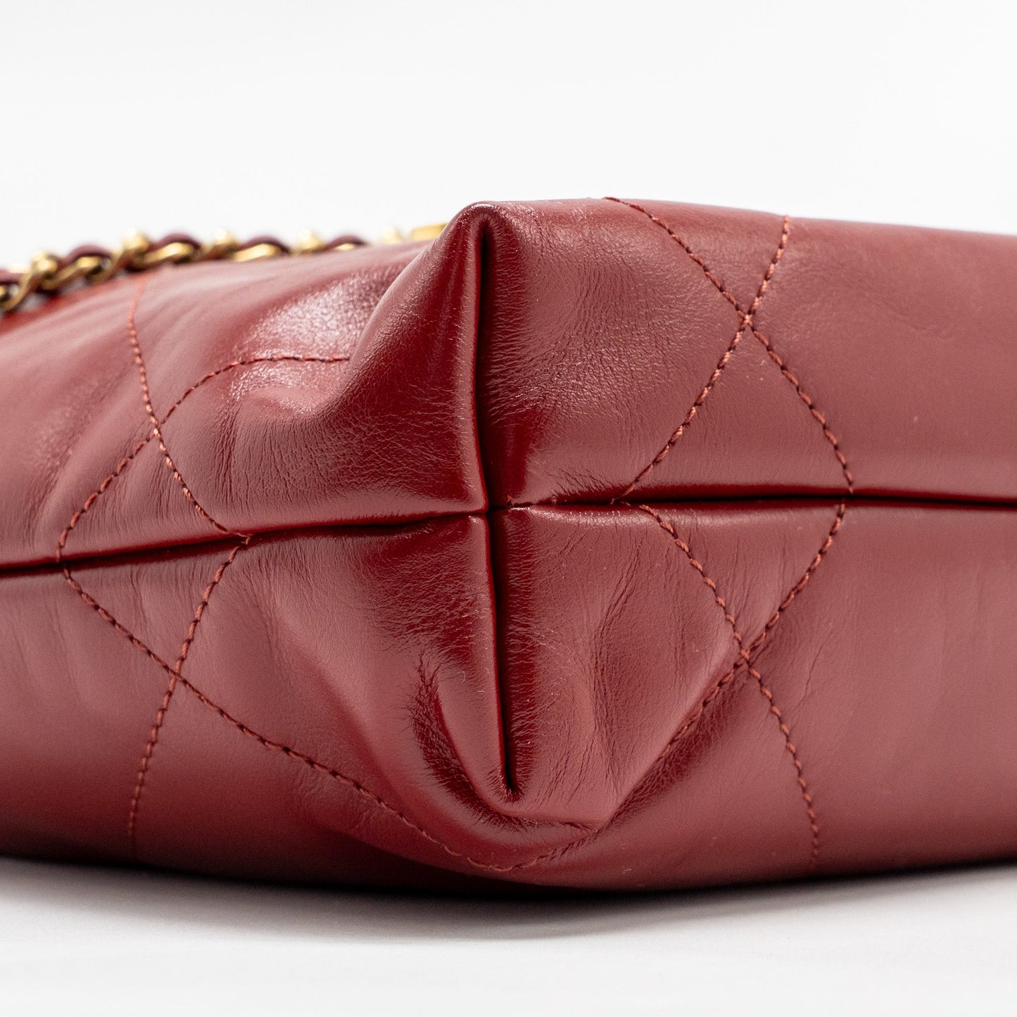 Chanel Mini 22 Bag Shiny Calfskin Red GHW (Microchip)