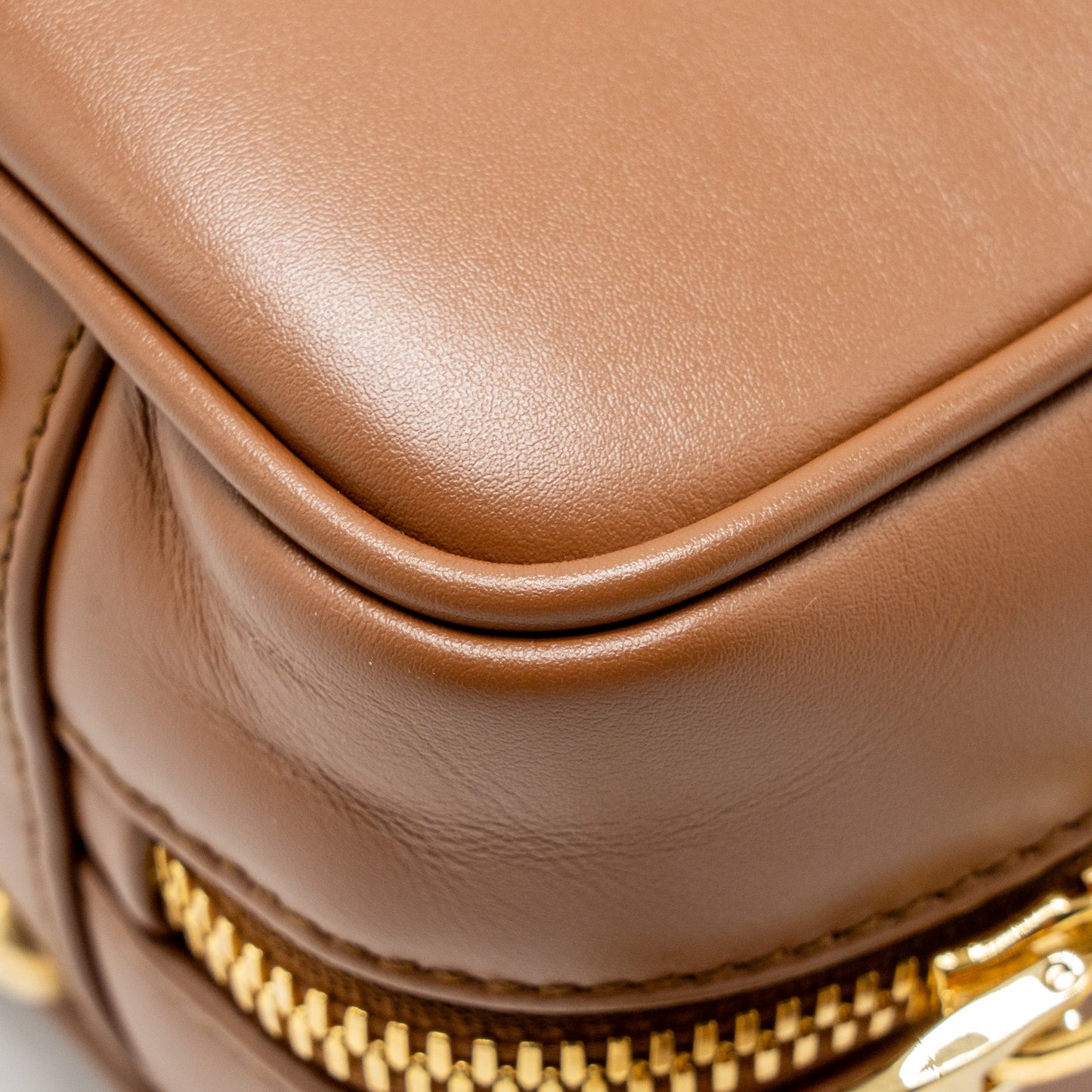 Miu Miu Cognac Arcadie Leather Bag Brown GHW