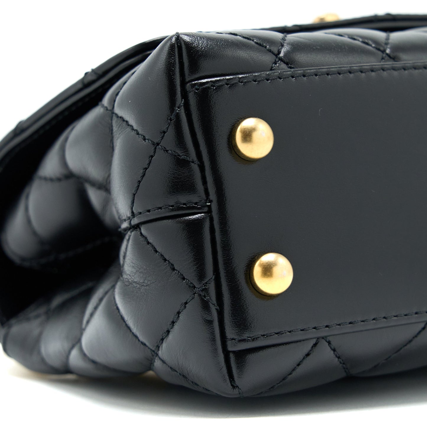 Chanel 22A Mini Coco Handle with Detailed Letter Handle Calfskin Black Brushed GHW (Microchip)