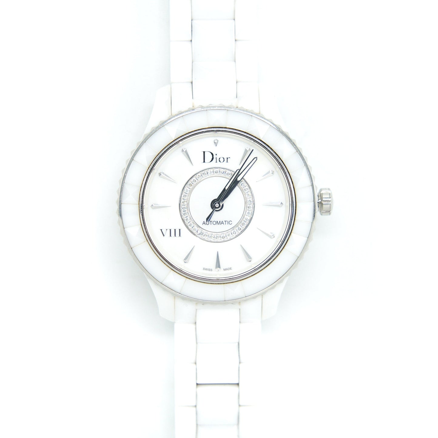 Christian Luxury Dior VIII White Dial Automatic Diamonds Circle Watch CD1245E3C003