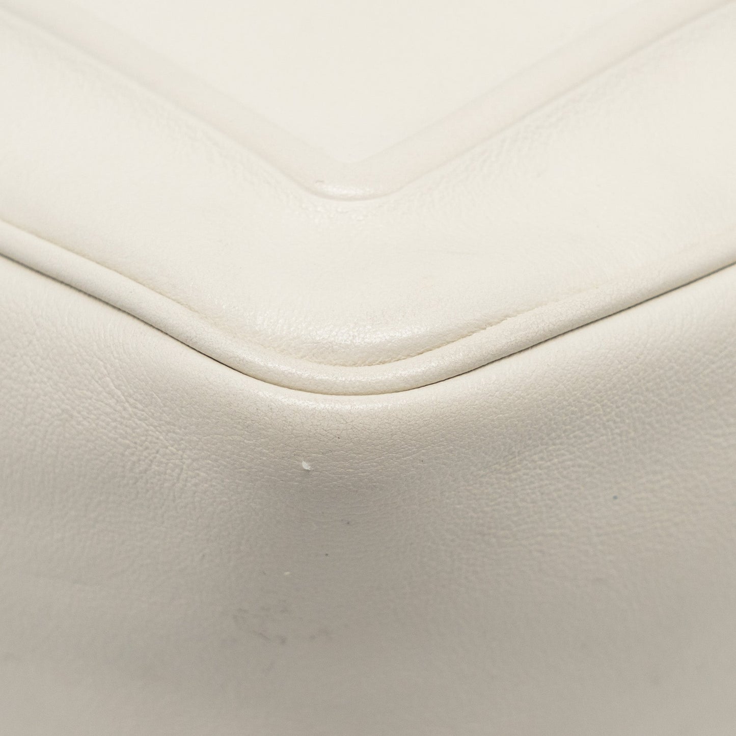 Prada Triangle Shoulder Bag Leather White SHW