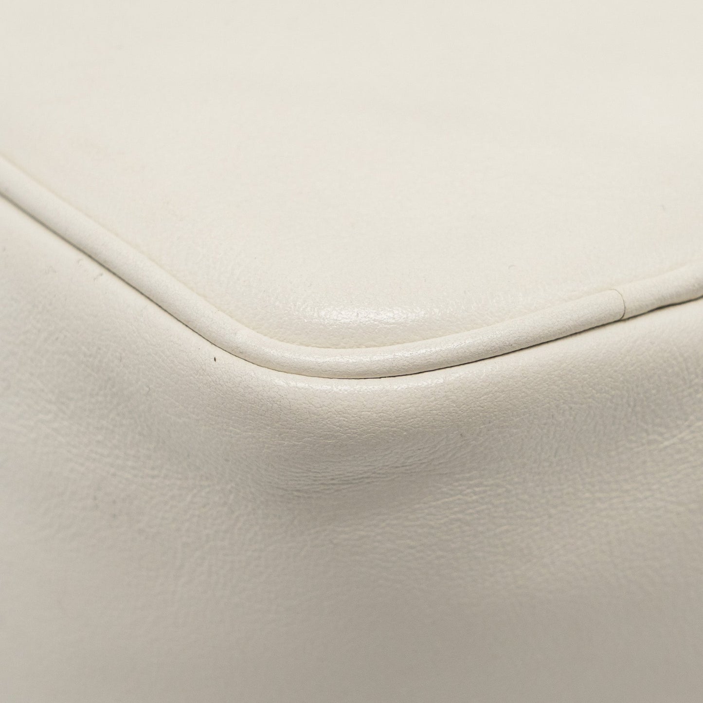Prada Triangle Shoulder Bag Leather White SHW