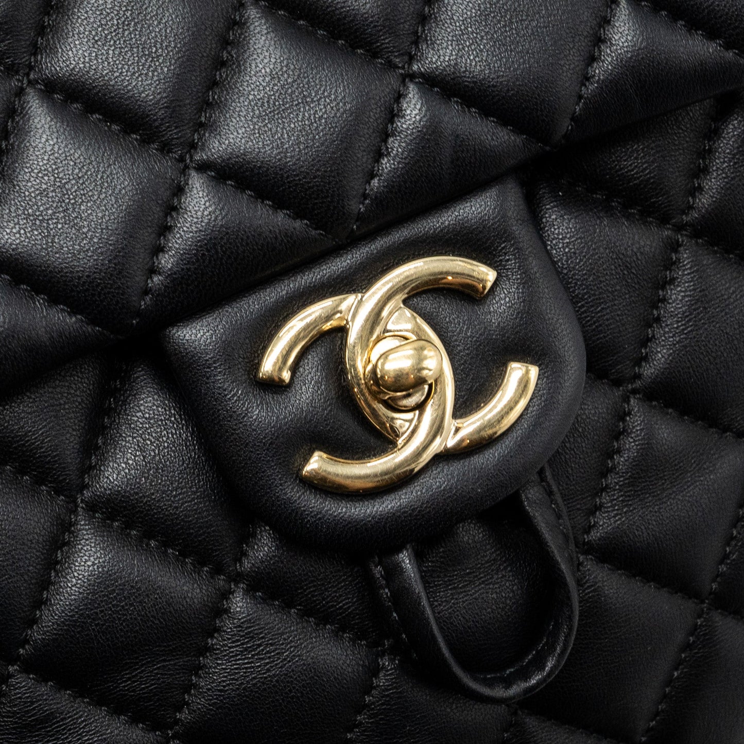 Chanel quilted flap backpack lambskin black GHW