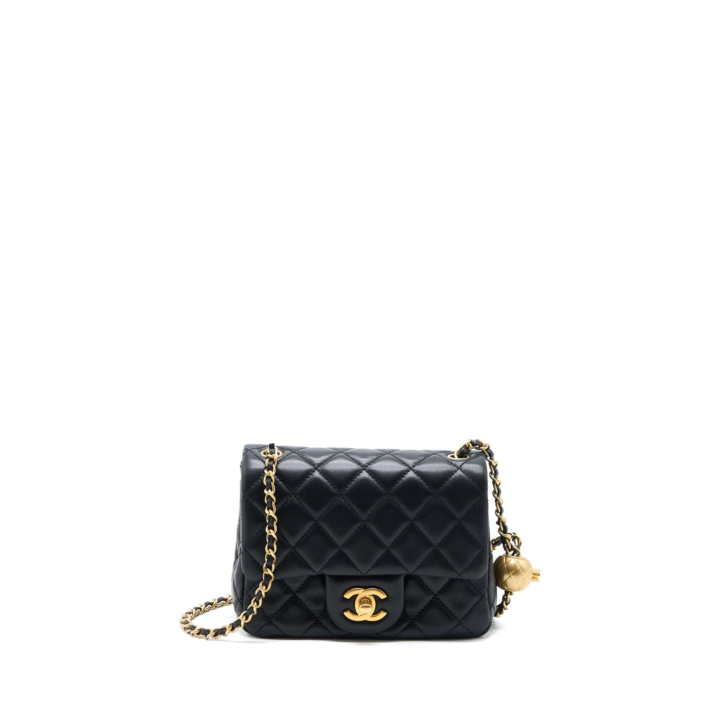 Chanel Pearl Crush Mini Square Lambskin Black Brushed GHW (Microchip)