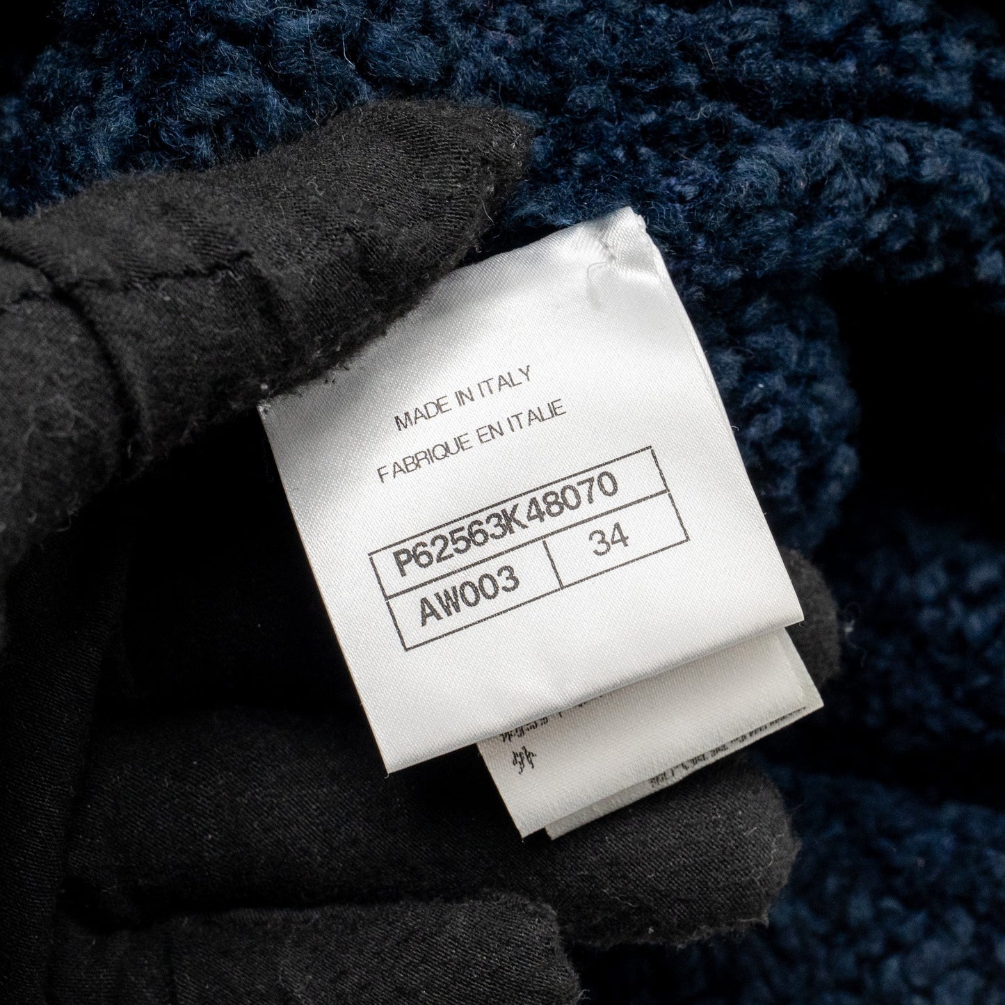 Chanel Size 34 Teddy Sweater Wool/Acrylic/Polyamide/Cashmere Navy Blue