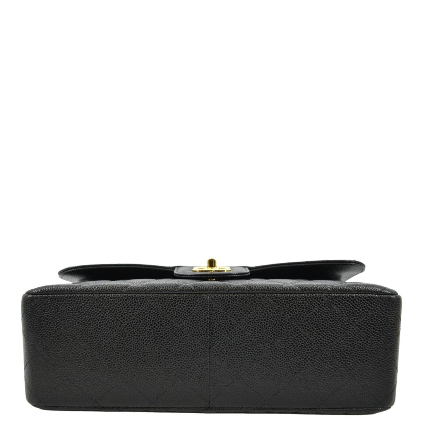 CHANEL Classic Medium Double Flap Quilted Caviar Leather Crossbody Bag Black