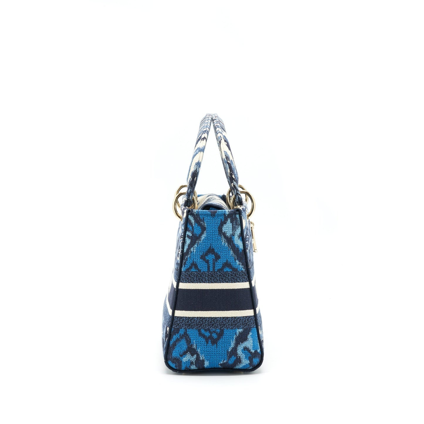 Luxury Dior Medium Lady D-Lite Bag Aqua Blue Toile De Jouy Embroidery