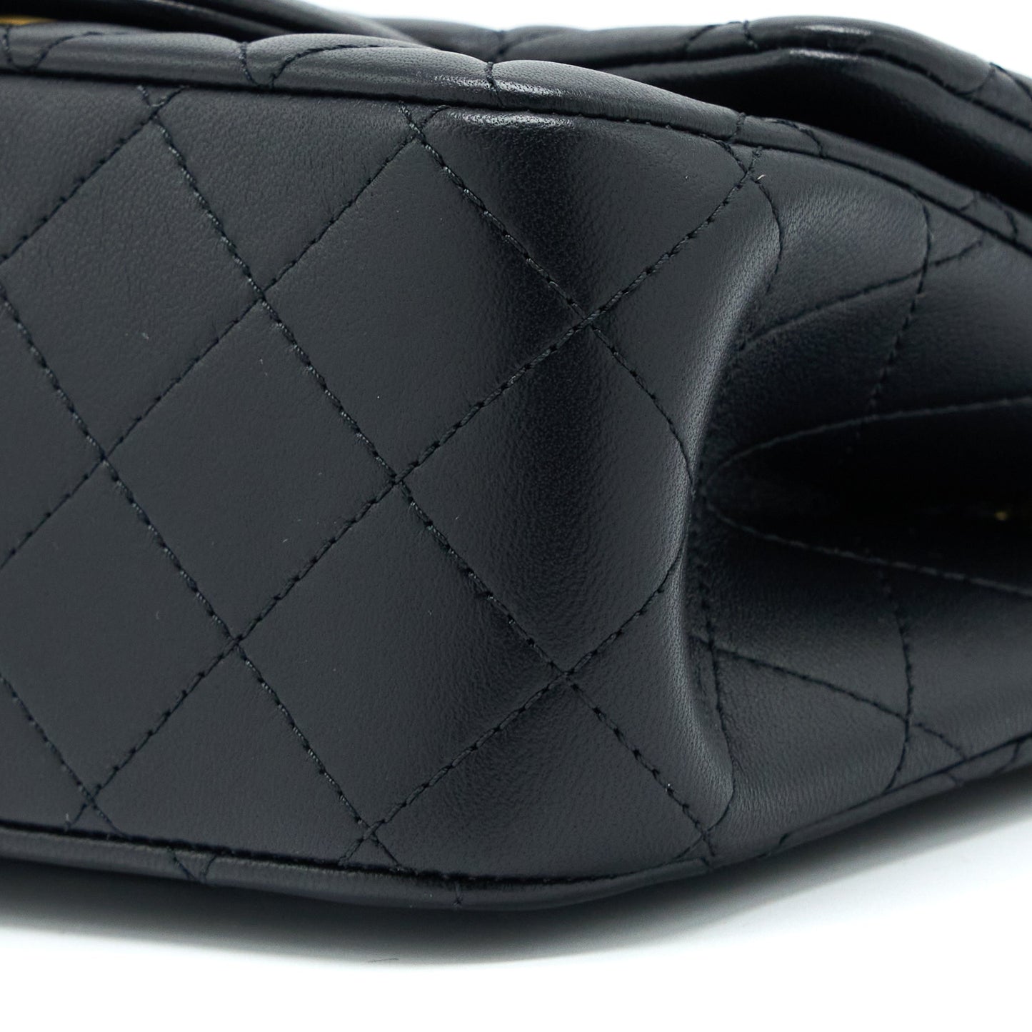 Chanel 23S Camellia Chain Mini Square Flap Bag Lambskin Black Brushed GHW (Microchip)