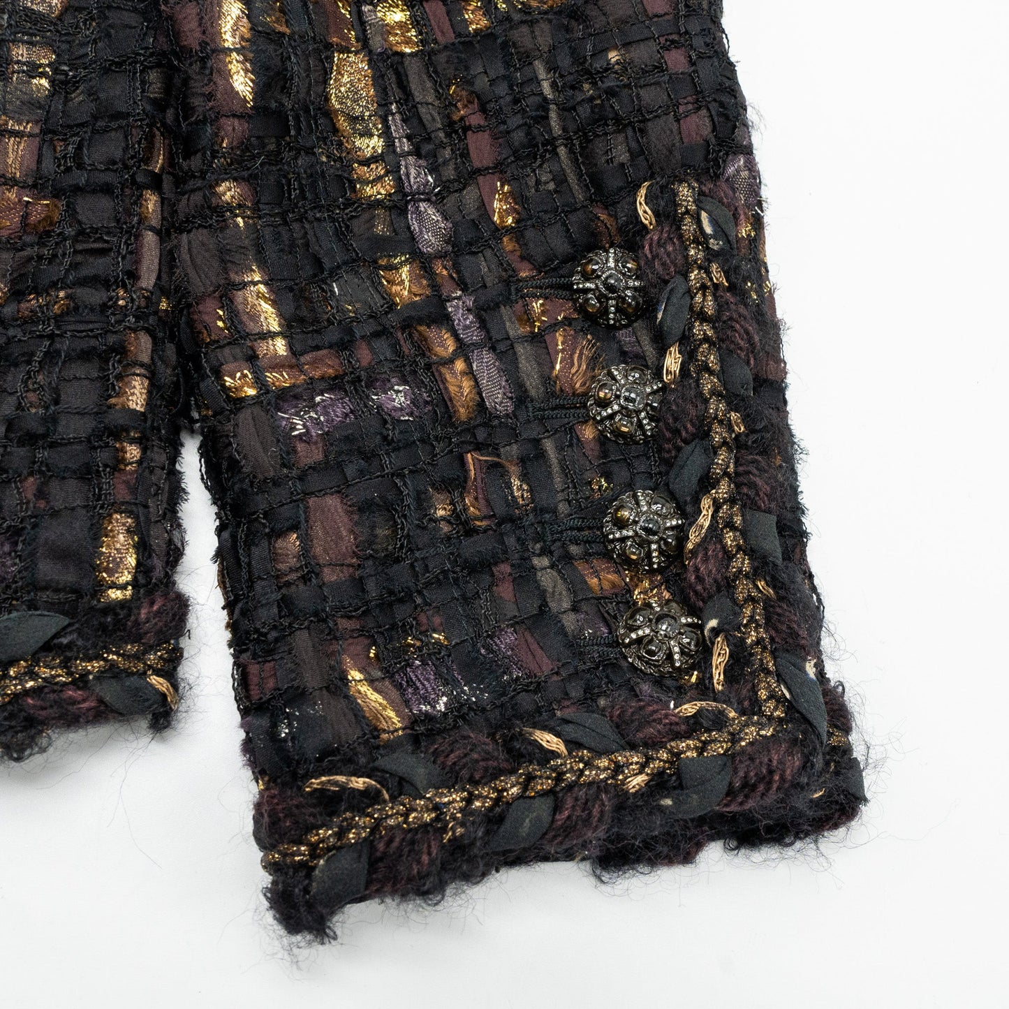 Chanel size 46 tweed jacket multicolor black / burgundy/ gold