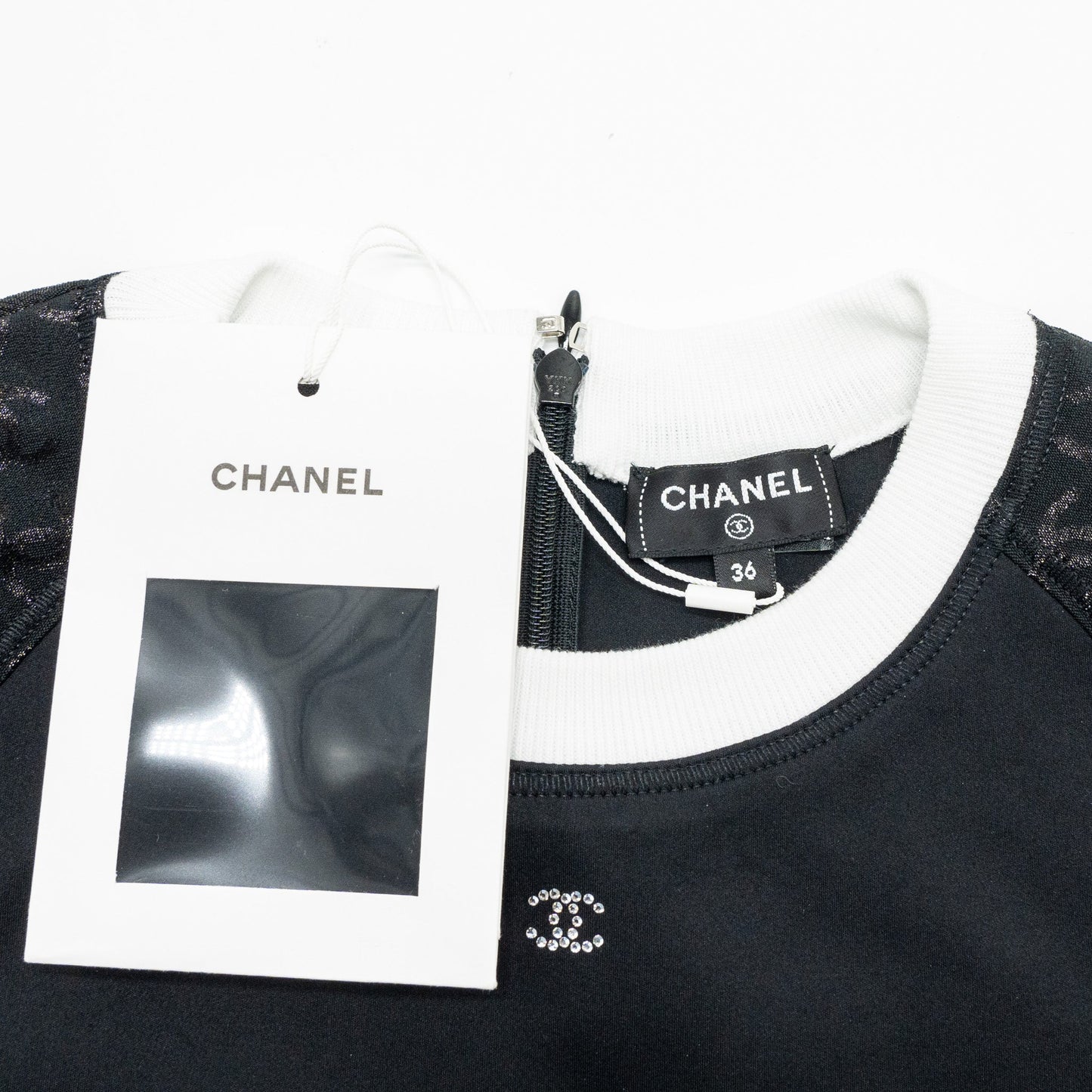 Chanel size36 24C top short sleeves T-shirt black
