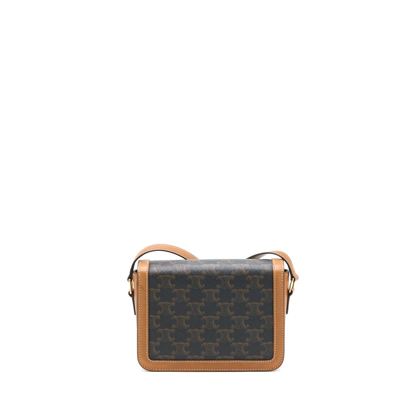 Celine Teen Triomphe Bag In Triomphe Canvas / Nature Calfskin GHW