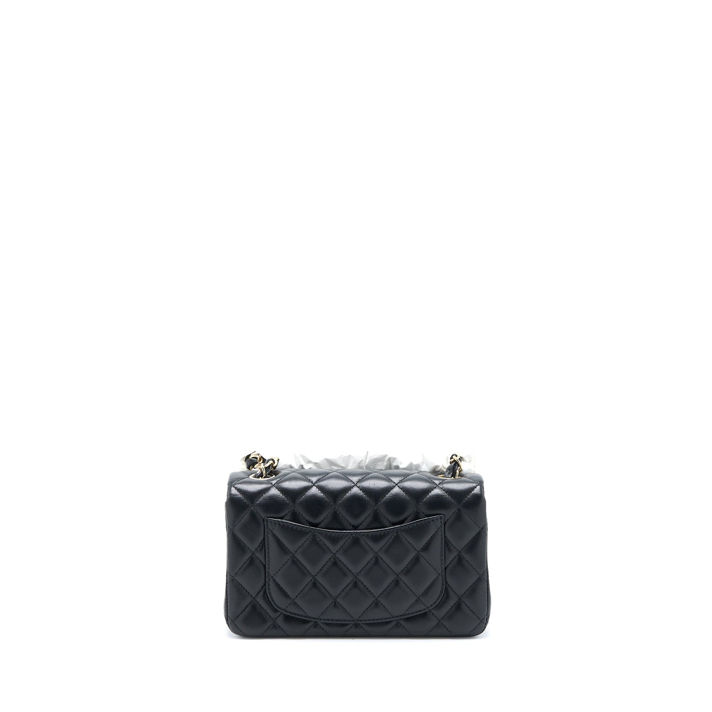 Chanel Mini Rectangular Flap Bag Lambskin Black LGHW (Microchip)