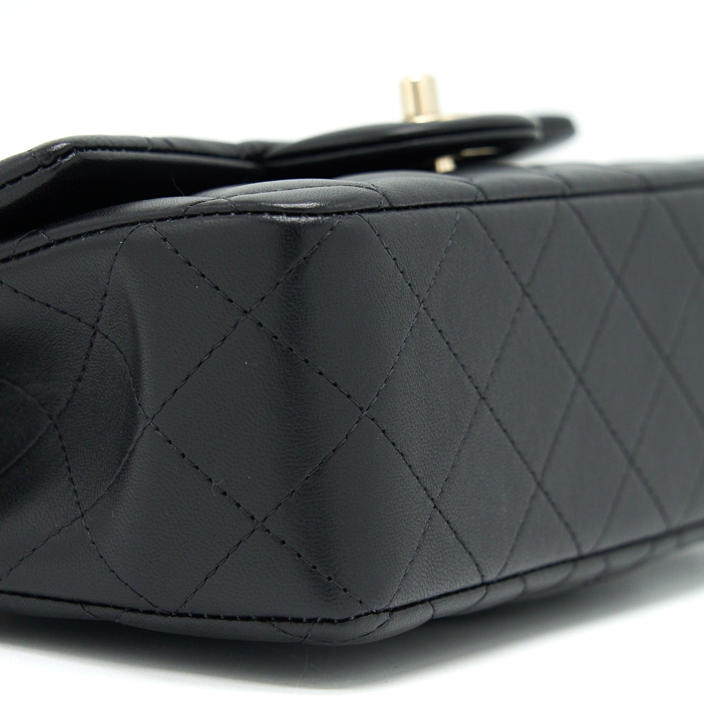 Chanel Top Handle Mini Rectangular Flap Bag Lambskin Black LGHW (Microchip)
