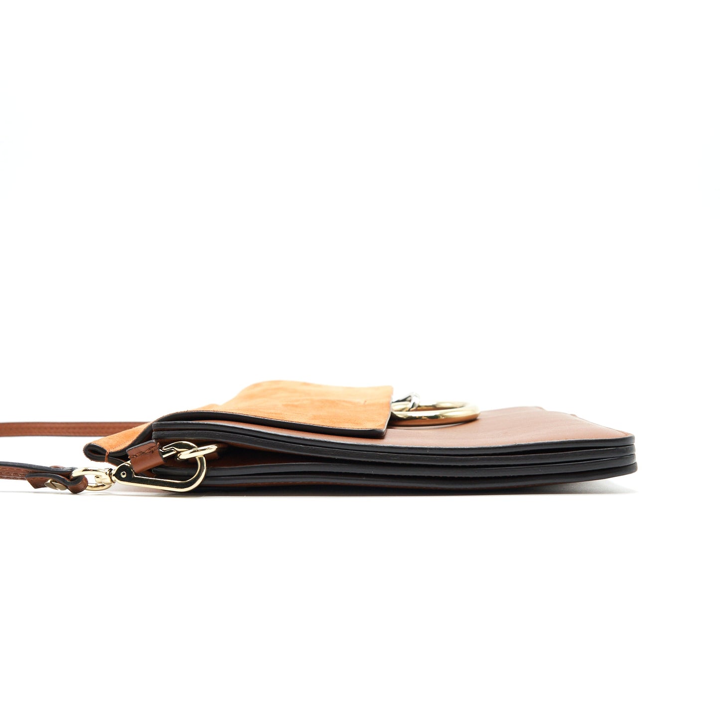Chloe Faye Shoulder Bag in Suede Leather and Calfskin Brown